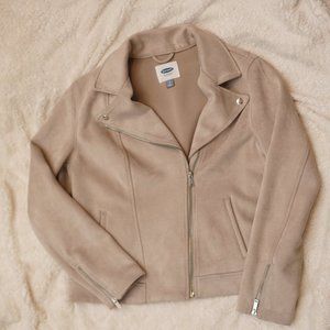Light Grey/Ivory Faux Suede Moto Jacket | OLD NAVY